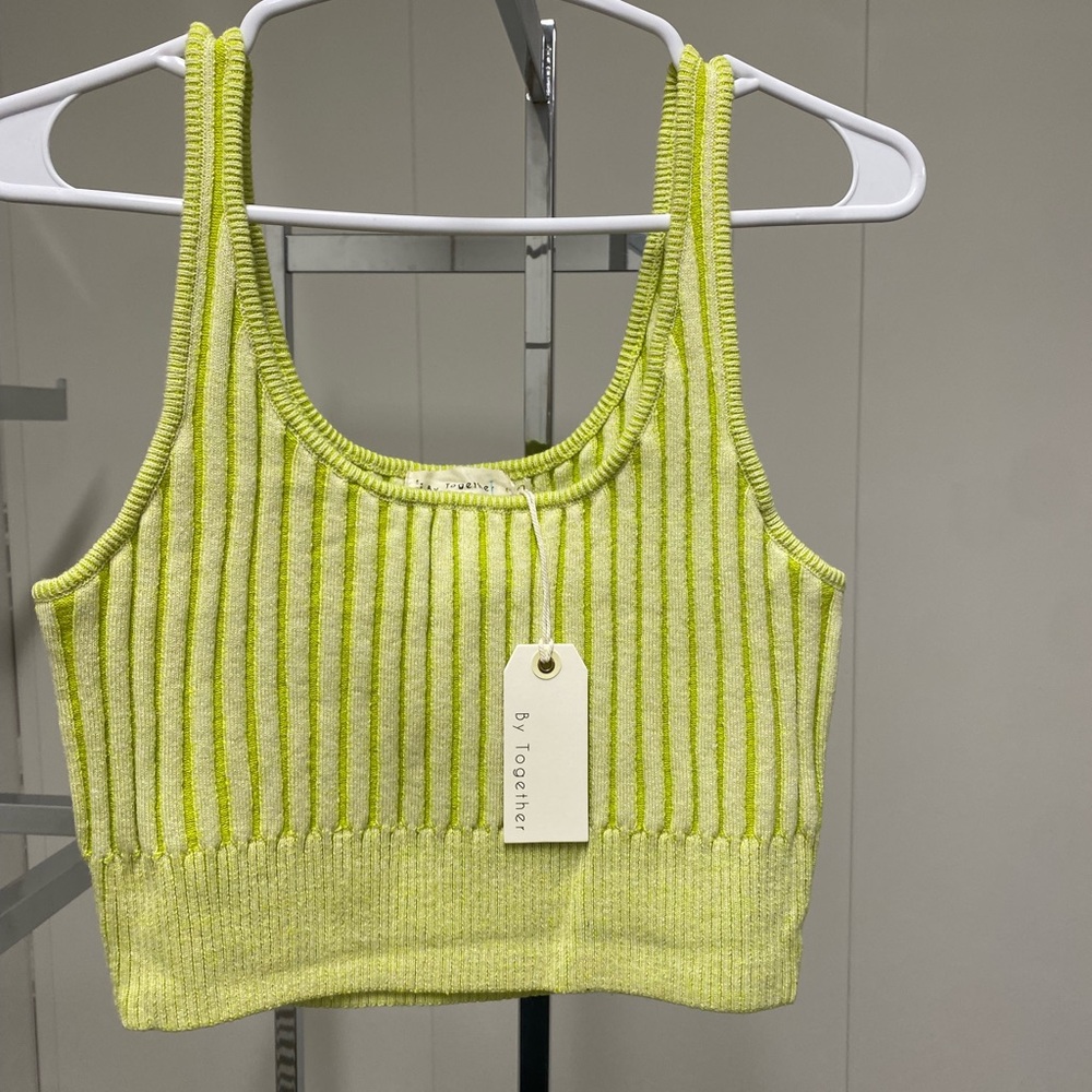 By Together Neon Yellow Ribbed Tank Top